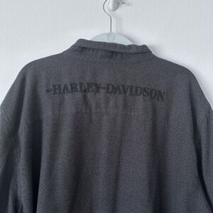 Harley Davidson Flannel Shirt Men's XXL Dark Gray Lightweight Embroidered 2XL